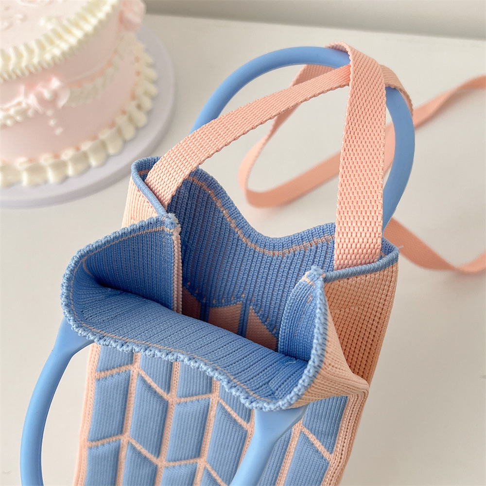 Dễ Thương Túi Đeo Chéo Đan Len Sức Chứa Lớn Đựng Điện Thoại Màu Kẹo Ngọt Dành Cho Học Sinh