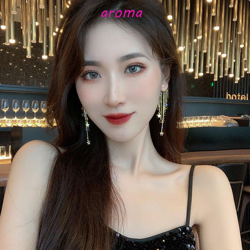 Khuyên Tai Kim Loại Dài Lấp Lánh Thời Trang|Trang Sức Vòng Cổ Cho Bữa Tiệc