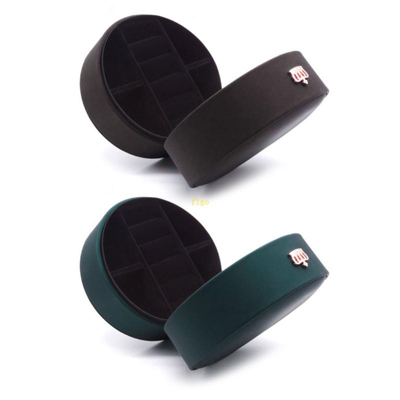Flgo Hộp Đựng Trang Sức Bằng Da PU Hình Tròn / Vương Miện Tiện Dụng Mang Theo Du Lịch
