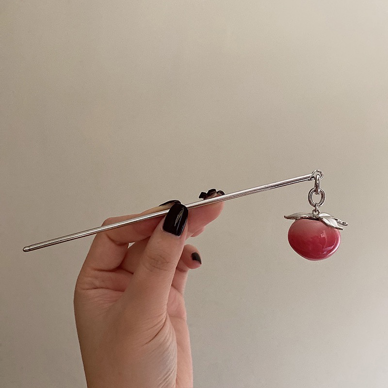 Kẹp Tóc Ba Chiều Hình Quả Đào Phong Cách Retro Ngọt Ngào Cao Cấp