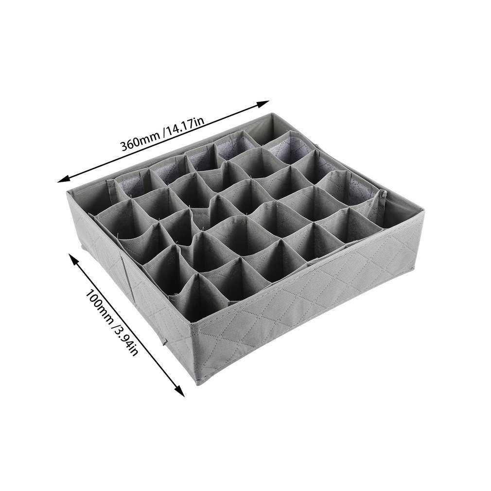 =Christmas=30 Grid Slot Bamboo Charcoal Ties Socks Drawer Closet Organizer Storage Box