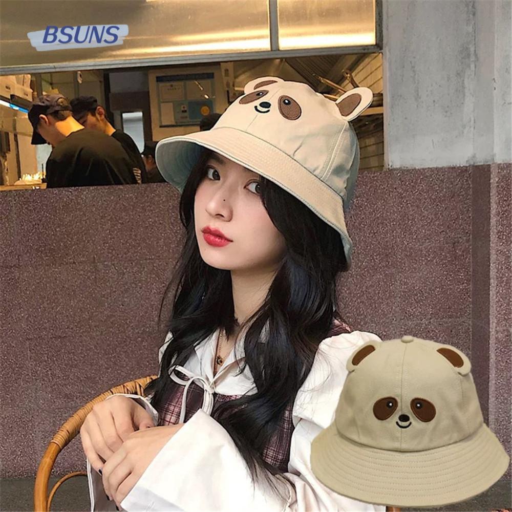 Mũ Bucket Cotton Chống Nắng In Hình Gấu Trúc Đáng Yêu Cho Nam Và Nữ