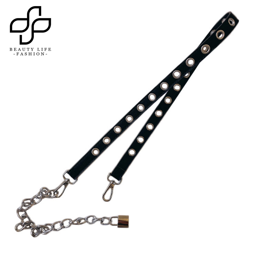 Thắt Lưng Dây Xích Giả Da Tùy Chỉnh Phong Cách Punk Thời Trang Cho Nữ
