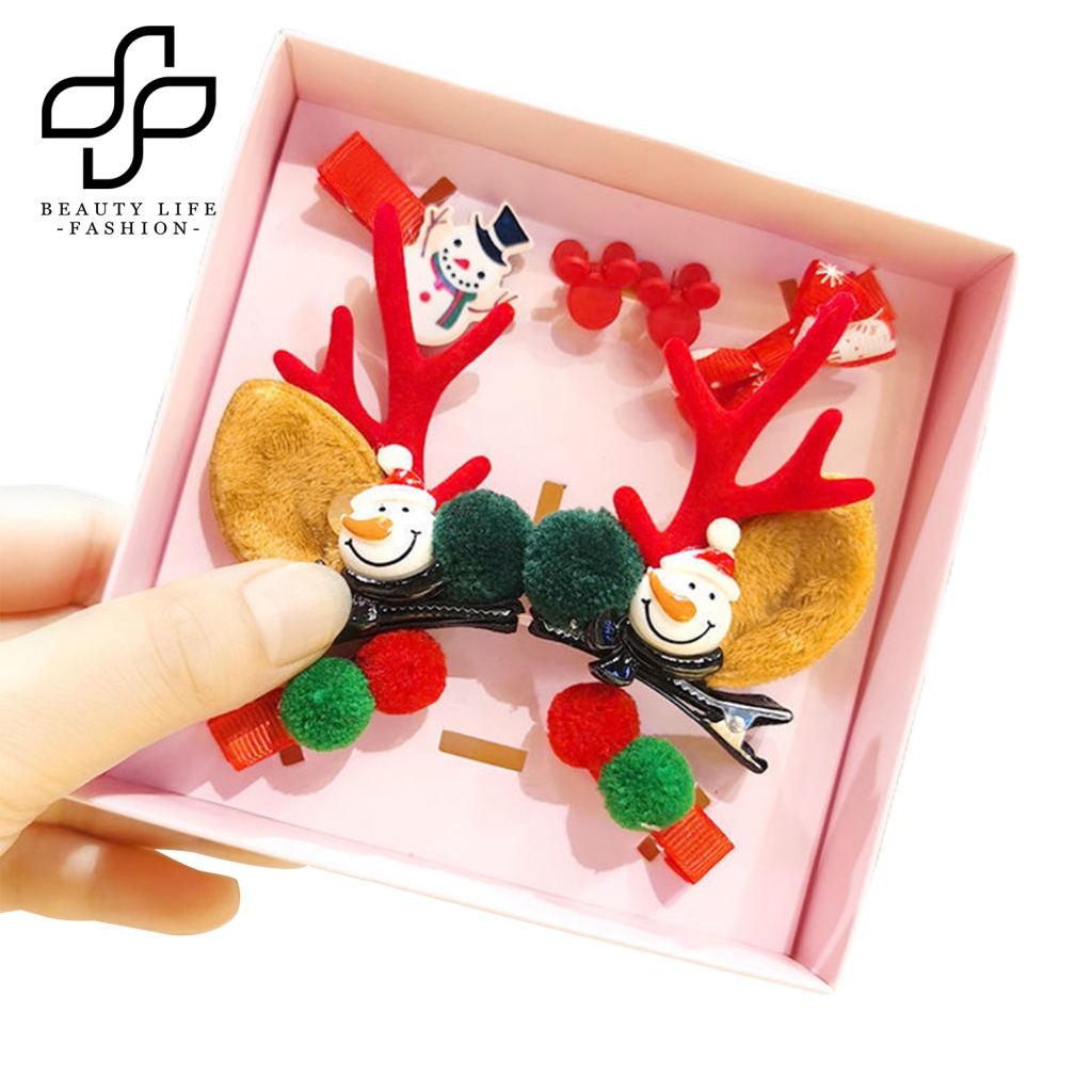 1 Bộ Kẹp Tóc Hình Sừng Hươu Giáng Sinh Bằng Vải Thoải Mái