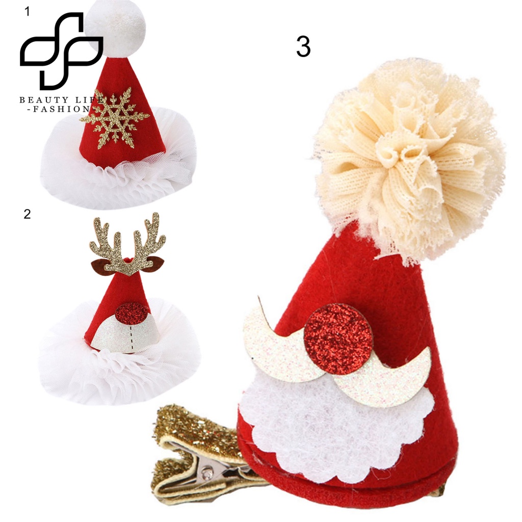 1 Kẹp Tóc Hình Nón Giáng Sinh Lấp Lánh