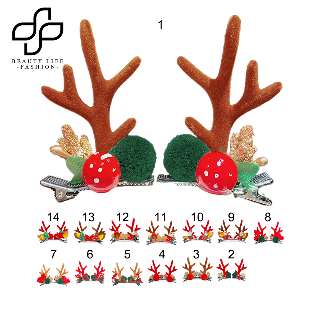 1 Cặp Kẹp Tóc Vải Hình Tuần Lộc Giáng Sinh Tinh Tế