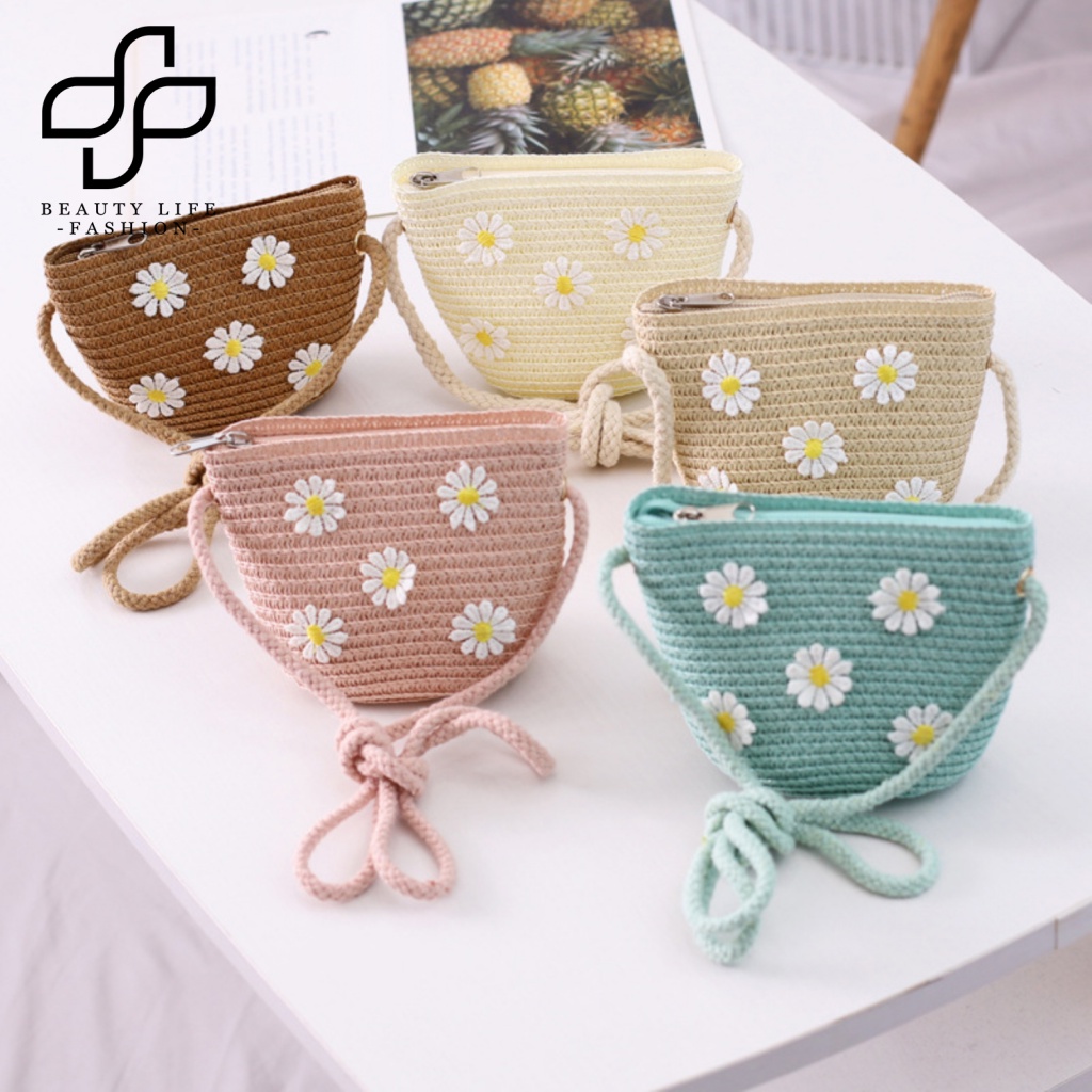 Set Túi Cói Vành Rộng Đính Nơ Thời Trang Cho Nữ