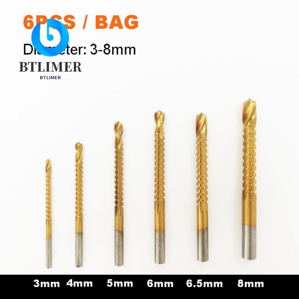 Túi 6 Mũi Khoan Gỗ 3-8mm Tốc Độ Cao