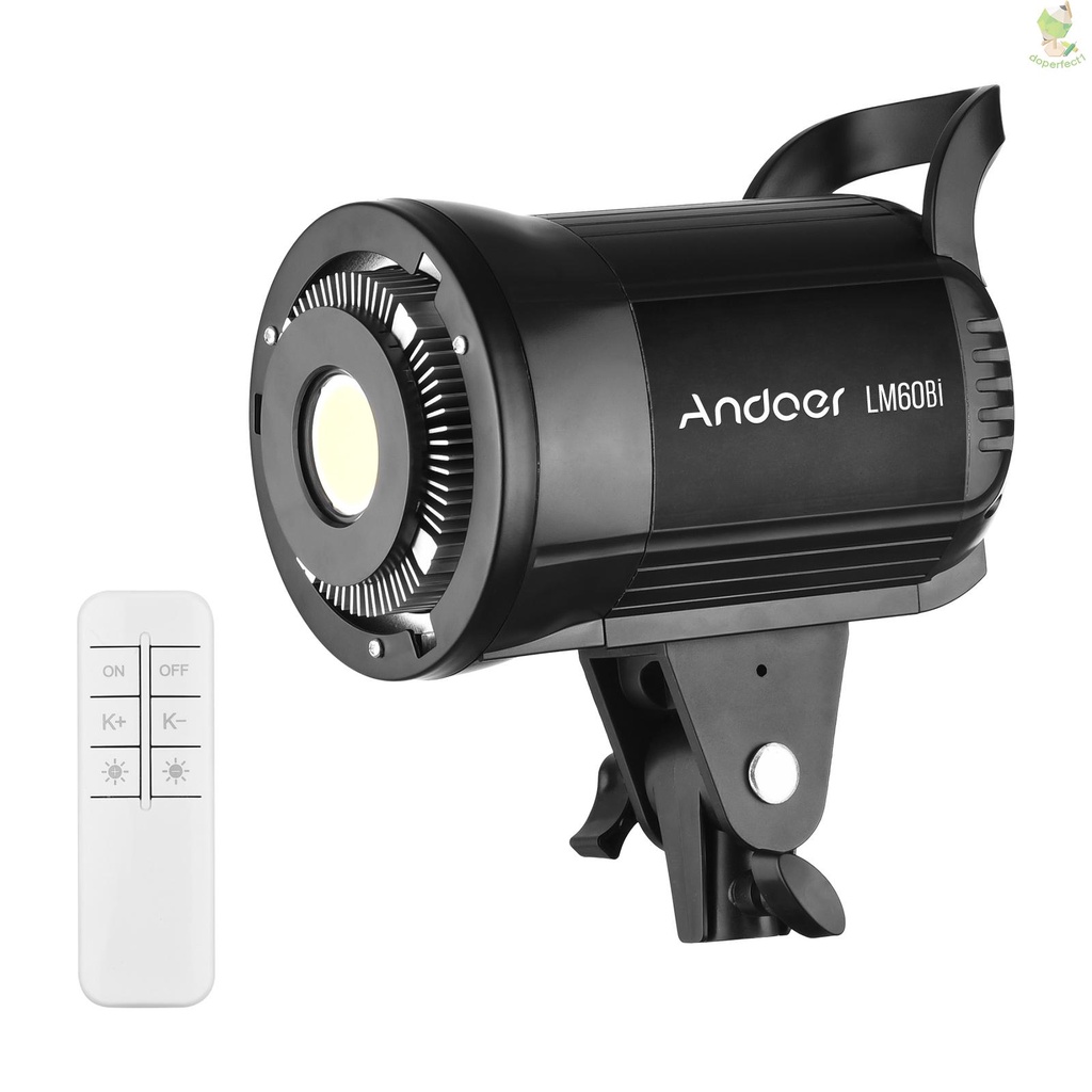 Andoer LM60Bi Portable LED Photography Fill Light 60W Studio Video Light 2700K-5700K Dimmable Bowens Mount Continuous Li   Came-6.5