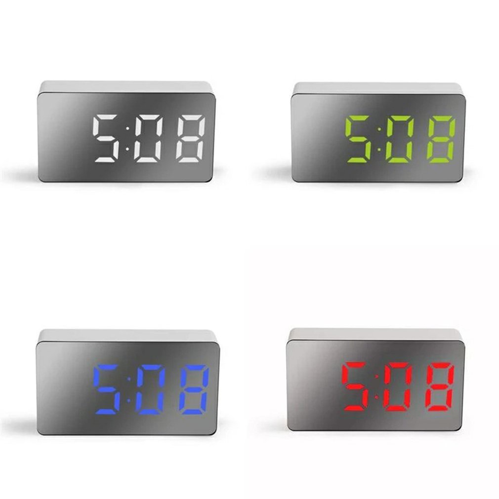 =Christmas=Mini LED Mirror Clock Electronic Digital Travel Clock Practical Alarm Clock