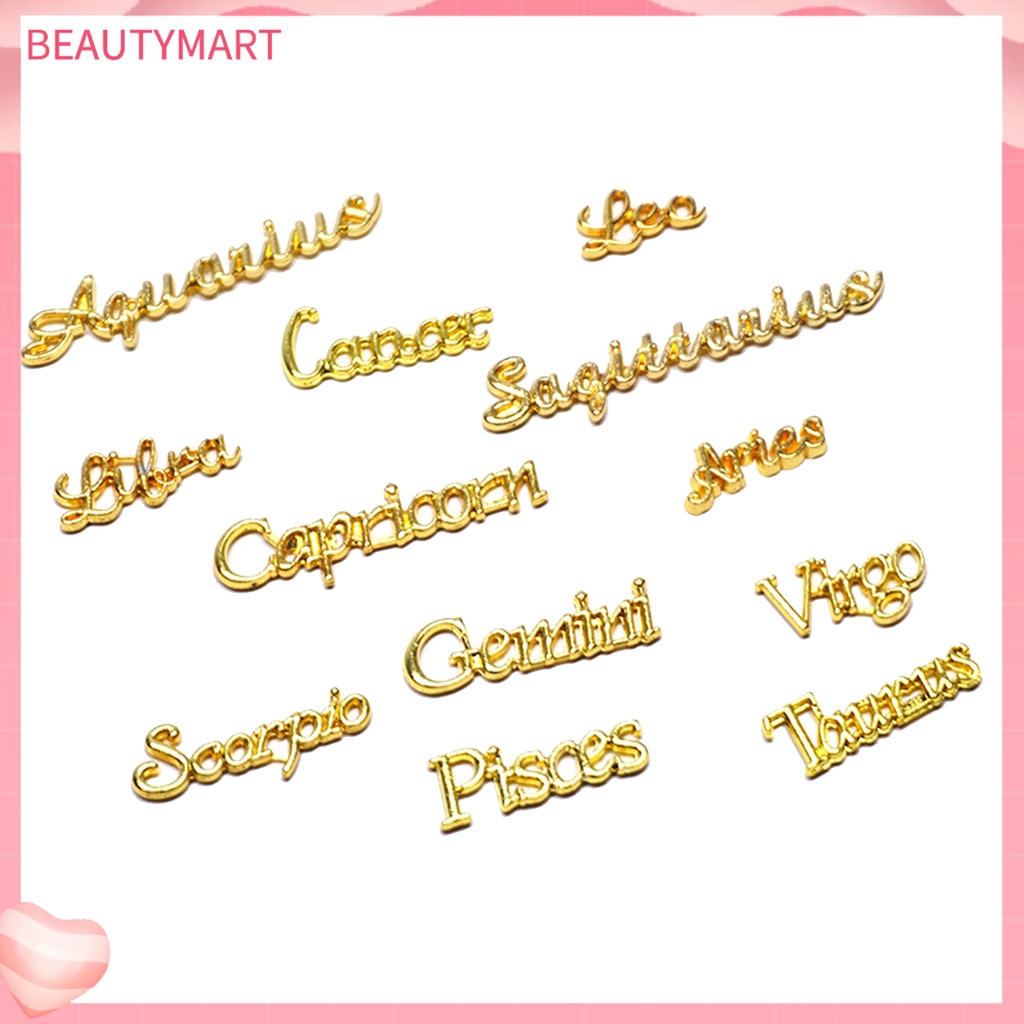 Set 12 Phụ Kiện Trang Trí Móng Tay Tạo Hiệu Ứng 3D DIY Hình Chữ Cái Đính Đá