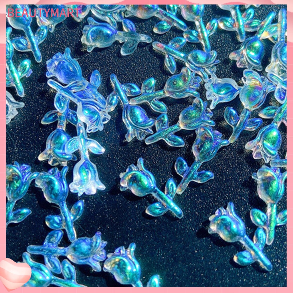Bộ 30 Bông Hoa Hồng 3D Bằng Nhựa Resin Dễ Thương Dùng Trang Trí Móng Tay