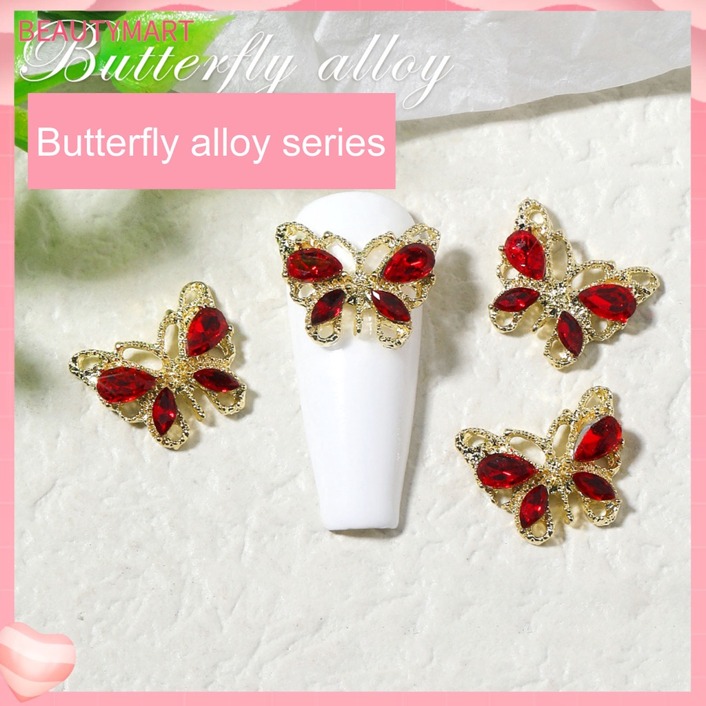 Set 10 Phụ Kiện Đính Trang Trí Móng Tay Hình Bướm Sang Trọng DIY