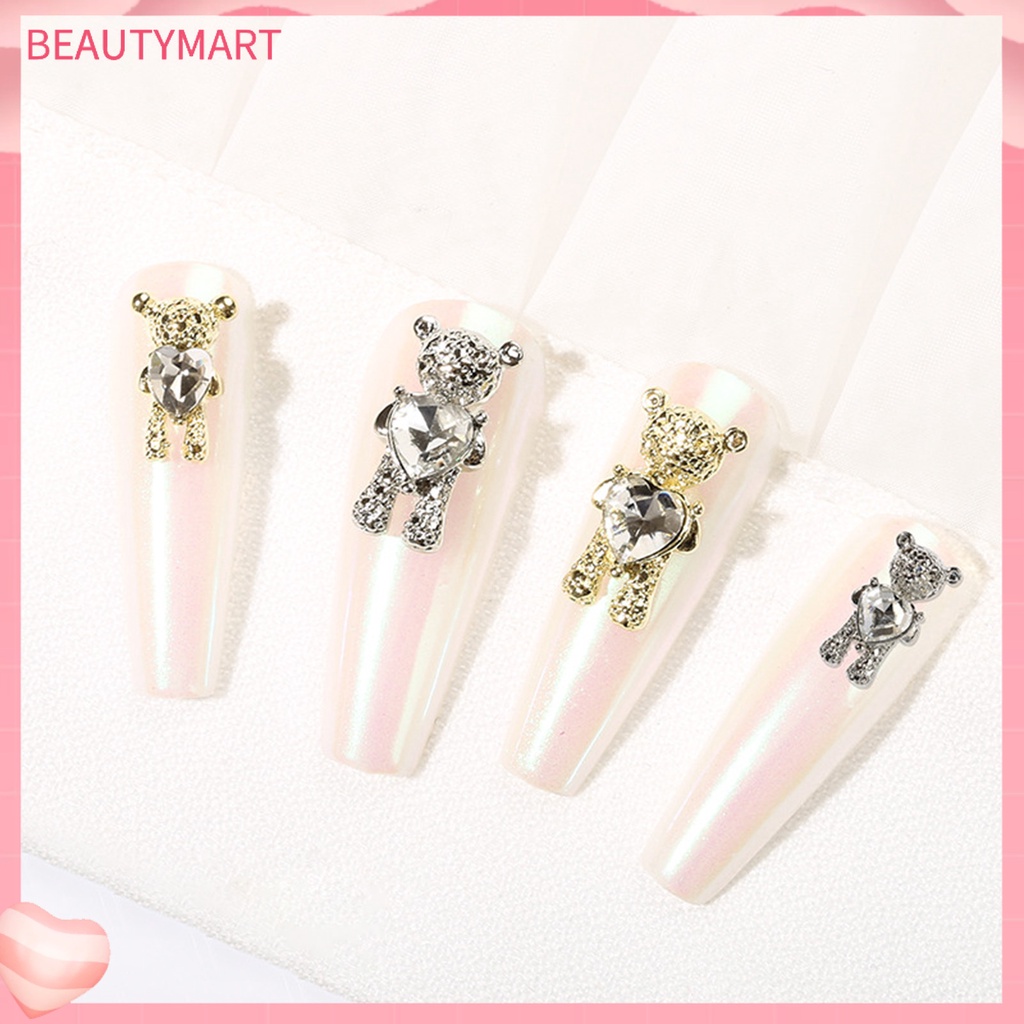 Túi 20 Phụ Kiện Trang Trí Móng Tay Hình Gấu 3D Bằng Hợp Kim Dễ Thương DIY