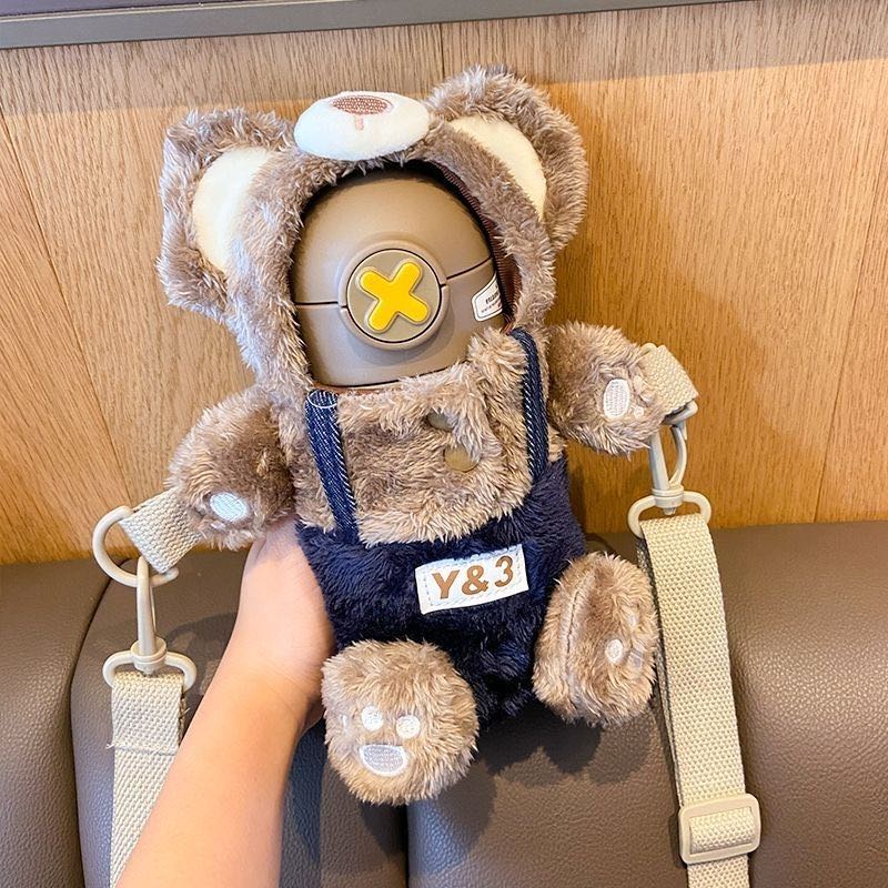 Bình Nước Giữ Nhiệt Bằng Thép Không Gỉ 316 / 304 Có Ống Hút Họa Tiết Hoạt Hình Dễ Thương