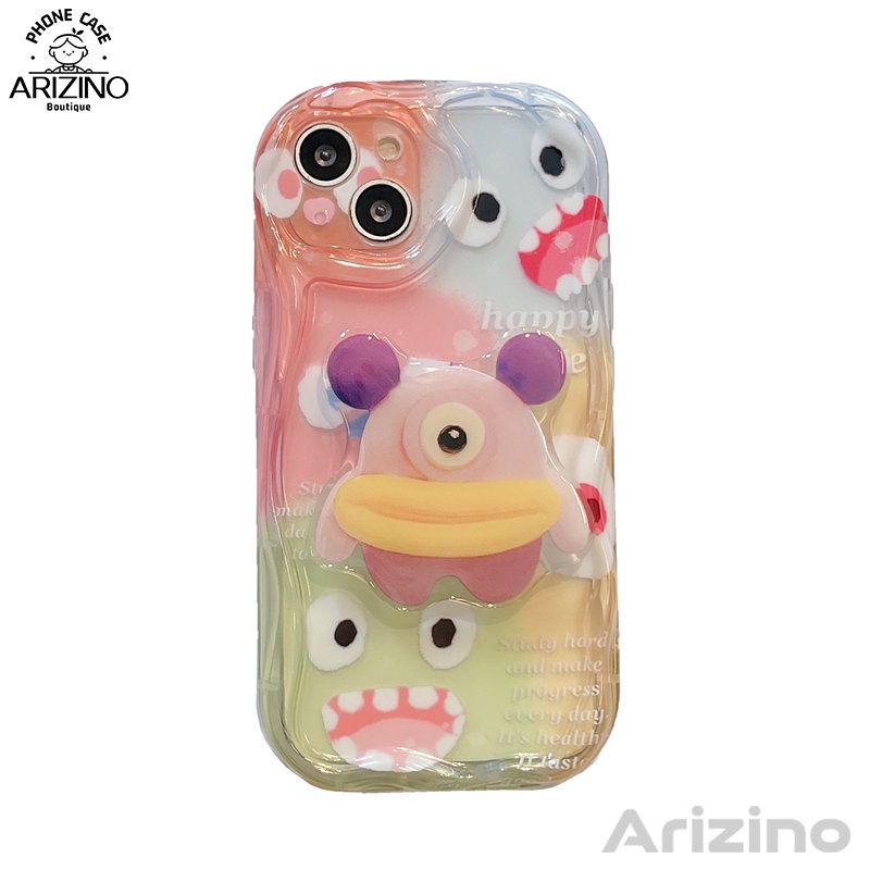 VIVO V27 V27E V25 V25E V23 V23E Y02 Y35 Y56 Y22 Y22S Y12 Y20 Y21 Y33S T1X Y30 Y15 Y15S Y15A Y16 Y12A Y72 Y11 Y21A Y50 Y20A Y91C V15 V20 Pro Ốp điện thoại silicon hình quái vật đầy màu sắc hoa văn kem