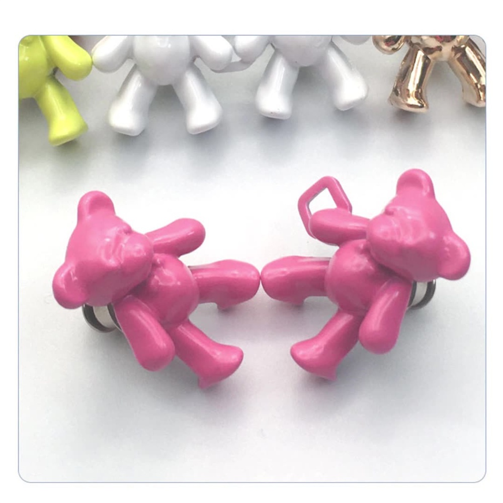 Set 2 Nút Cài Kim Loại Hình Gấu Có Thể Tháo Rời Dành Cho Quần Jean Giảm Đau / Cài Nút