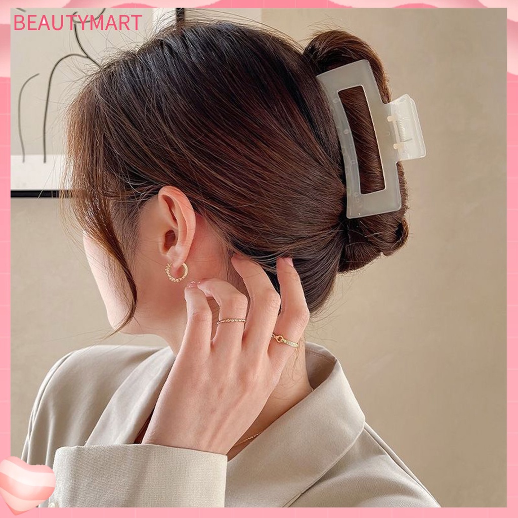 Kẹp Tóc Hình Vuông Cỡ Lớn Thiết Kế Trong Suốt Chống Trượt Tiện Dụng Cho Nữ