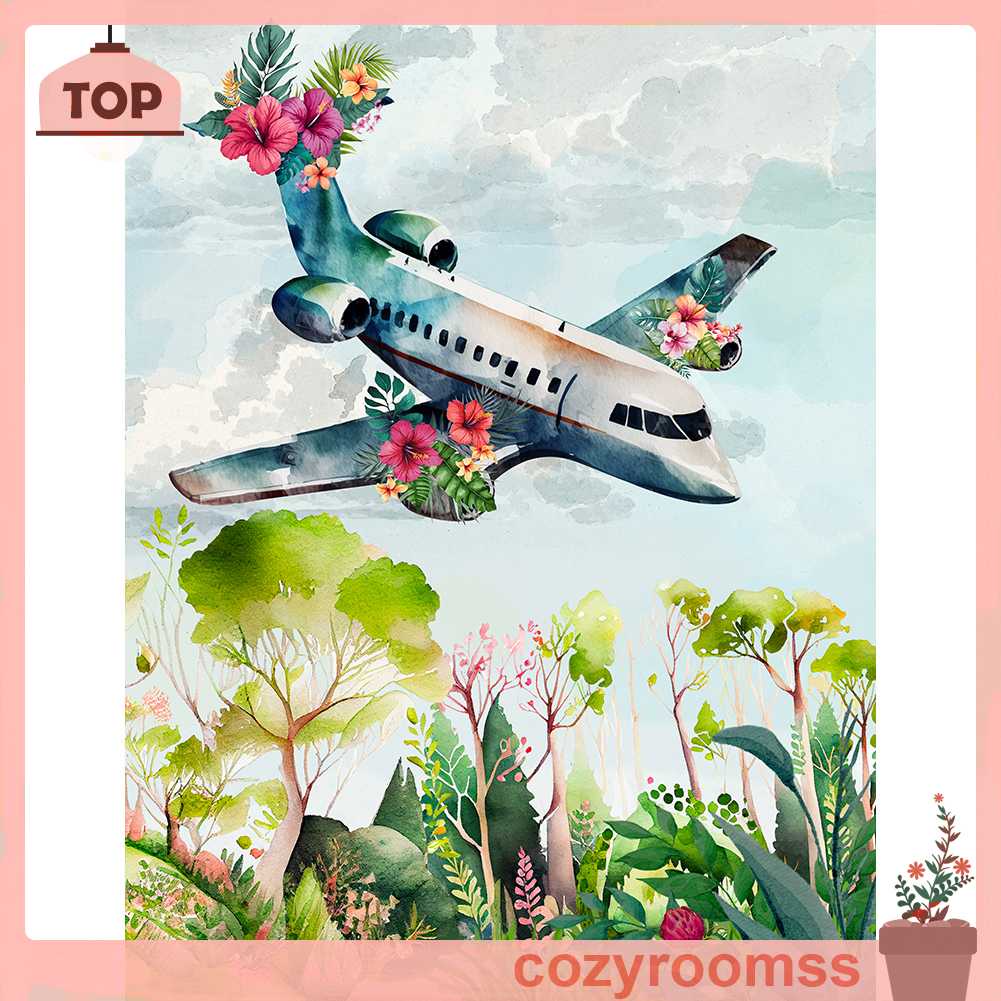 Tranh Đính Đá Kim Cương Toàn Bộ 5D DIY Hình Vẽ Máy Bay Dùng Trang Trí Nhà