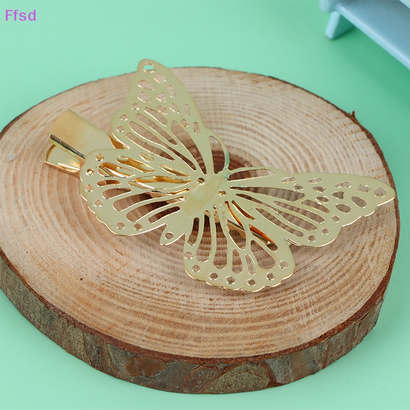 {Ffsd} Bộ 2 Kẹp Tóc Hình Bướm Rỗng Bằng Kim Loại Thanh Lịch Thời Trang Cho Nữ