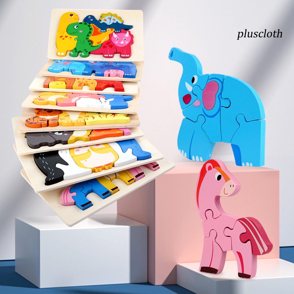 Đồ Chơi Lắp Ráp Hình Động Vật 3D Bằng Gỗ Ba Chiều Màu Sắc Tươi Sáng Giáo Dục Sớm Cho Bé