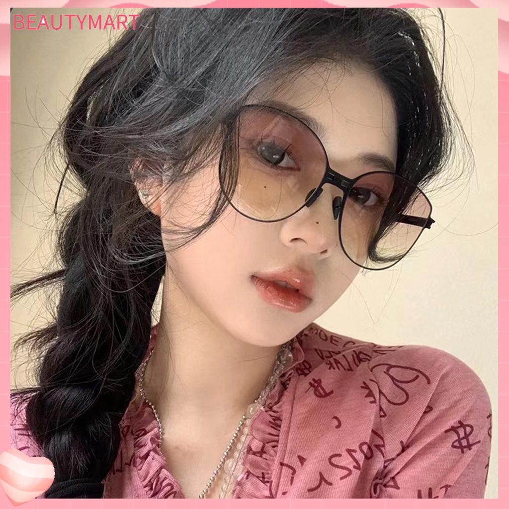 Kính Mát Gọng Kim Loại Tròng Màu Sắc Gradient Chống Tia UV400 Cho Nữ