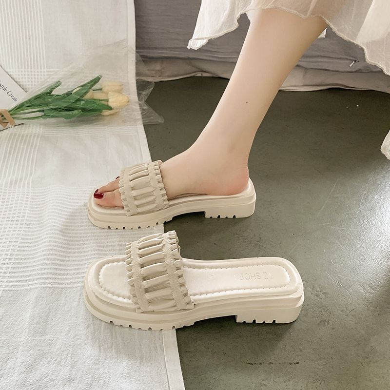 Dép Sandal Đế Dày Thấp Thời Trang Mùa Hè 2023 Phong Cách Pháp Cho Nữ
