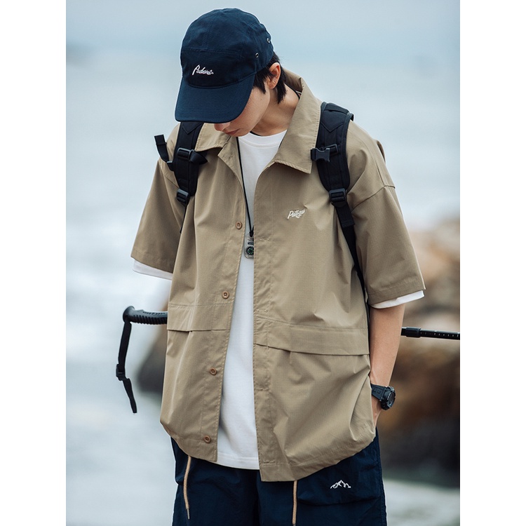 Áo Sơ Mi Tay Ngắn Dáng Rộng Thoáng Khí Phong Cách Đường Phố Thời Trang Mùa Hè Cho Nam