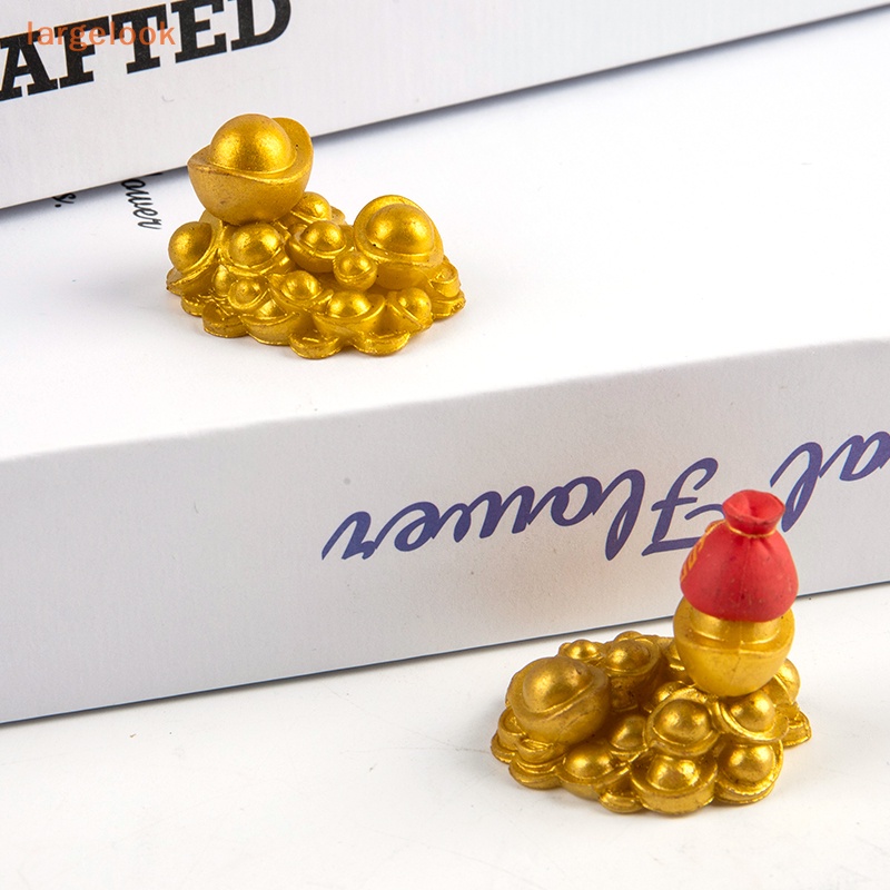 Đồ trang trí Nhà Búp Bê Yuanbao Fengshui Mini Màu Vàng Kim nghi ngờ Dùng Để Trang Trí