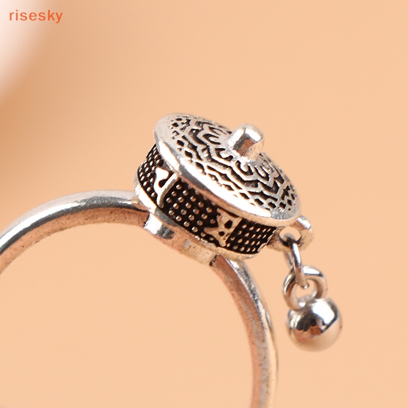 [risesky] Nhẫn Hở Cầu Nguyện Phật Giáo Chakras Hình Hoa Sen Có Thể Điều Chỉnh Kích Cỡ