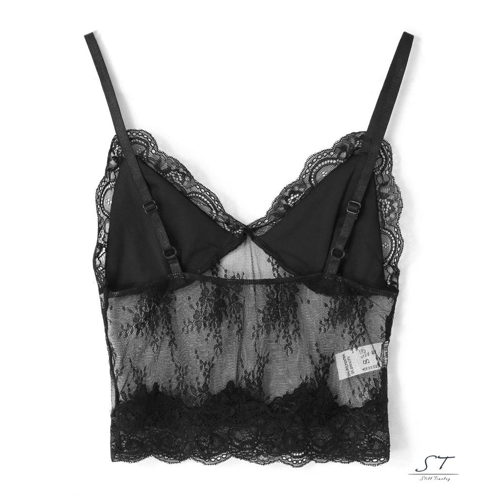 Áo Croptop Không Tay Cổ Chữ V Phối Ren Phong Cách Đường Phố CY03