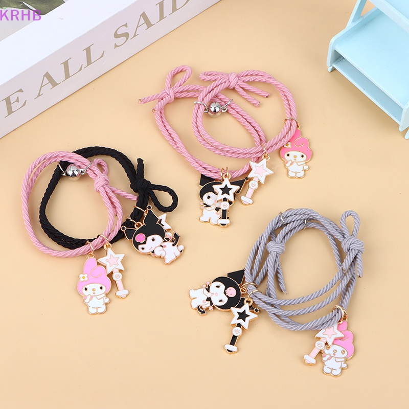 Vòng Tay Da Từ Tính Họa Tiết Hoạt Hình Anime Kuromi Mymelody KRHB Mới