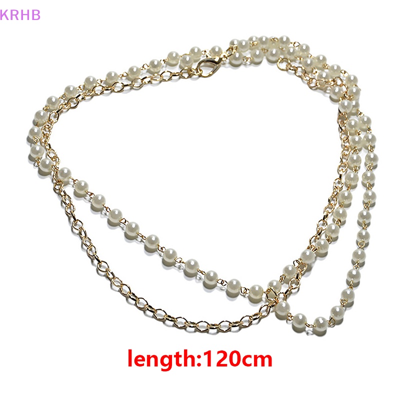 Thắt Lưng Dây Xích Đính Ngọc Trai Giả Bằng Hợp Kim Màu Trắng Thanh Lịch Cho Nữ Mới