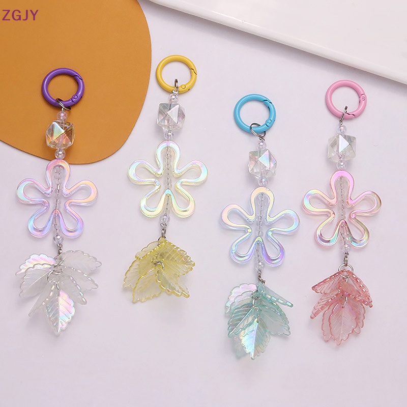 Móc Chìa Khóa Xe Hơi Bằng Acrylic Mạ Màu Hình Hoa Năm Cánh Sáng Tạo Mới