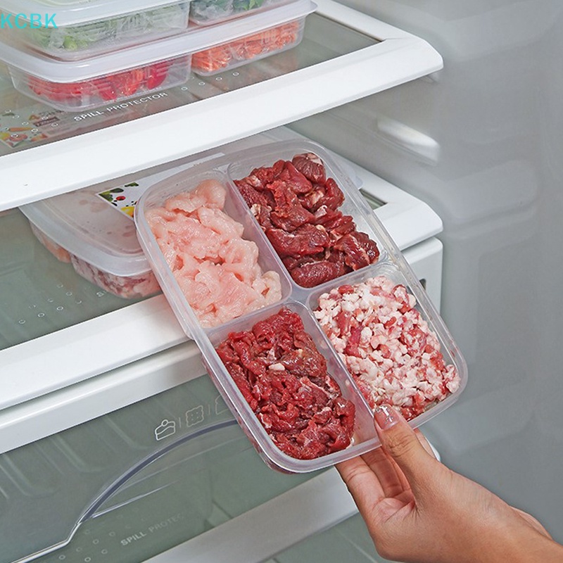 Hộp Nhựa Bảo Quản Thực Phẩm Trong Tủ Lạnh 4 Ngăn Tiện Lợi