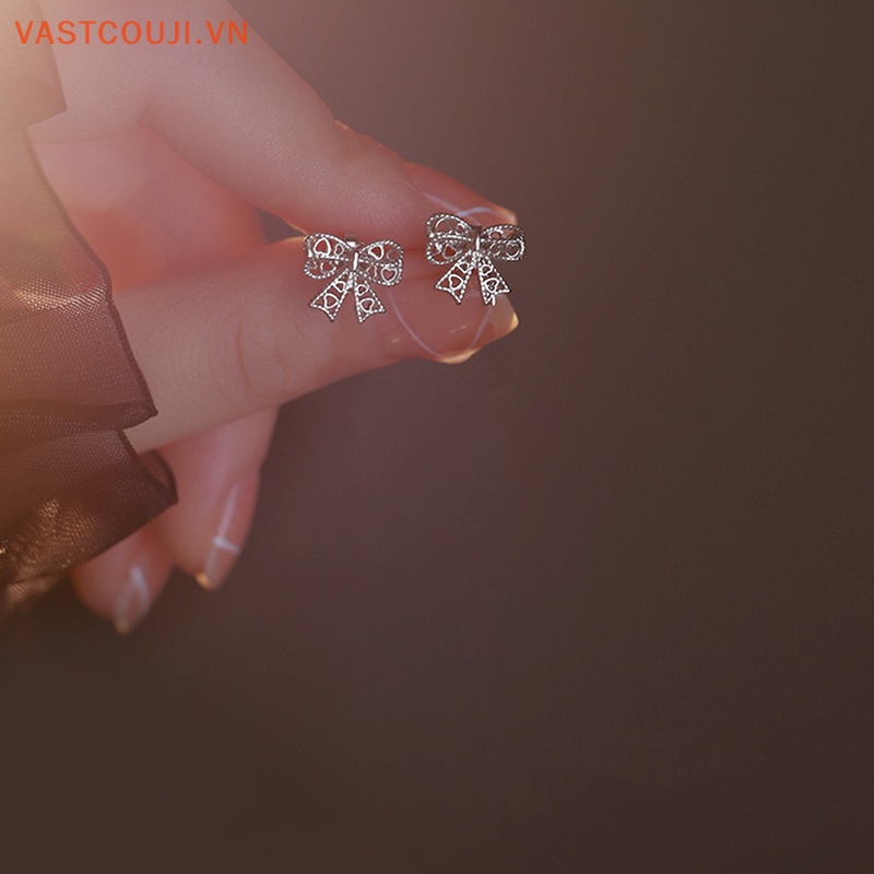 1 Đôi Bông Tai Hình Nơ Ren Rỗng Đơn Giản Dành Cho Nữ