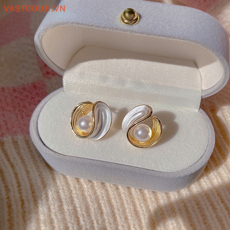 Bông Tai Đính Ngọc Trai Phong Cách Baroque Thời Trang Cho Nữ