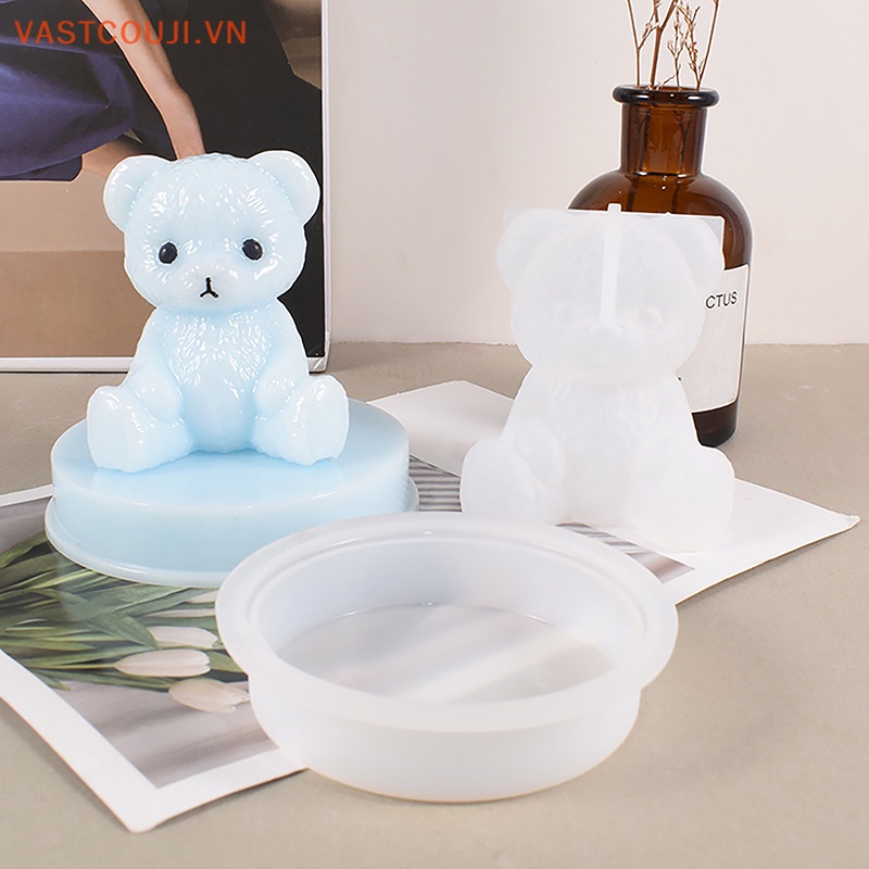 Khuôn Silicon Làm Đá / Xà Phòng Hình Chú Gấu Cười 3D Dễ Thương Diy