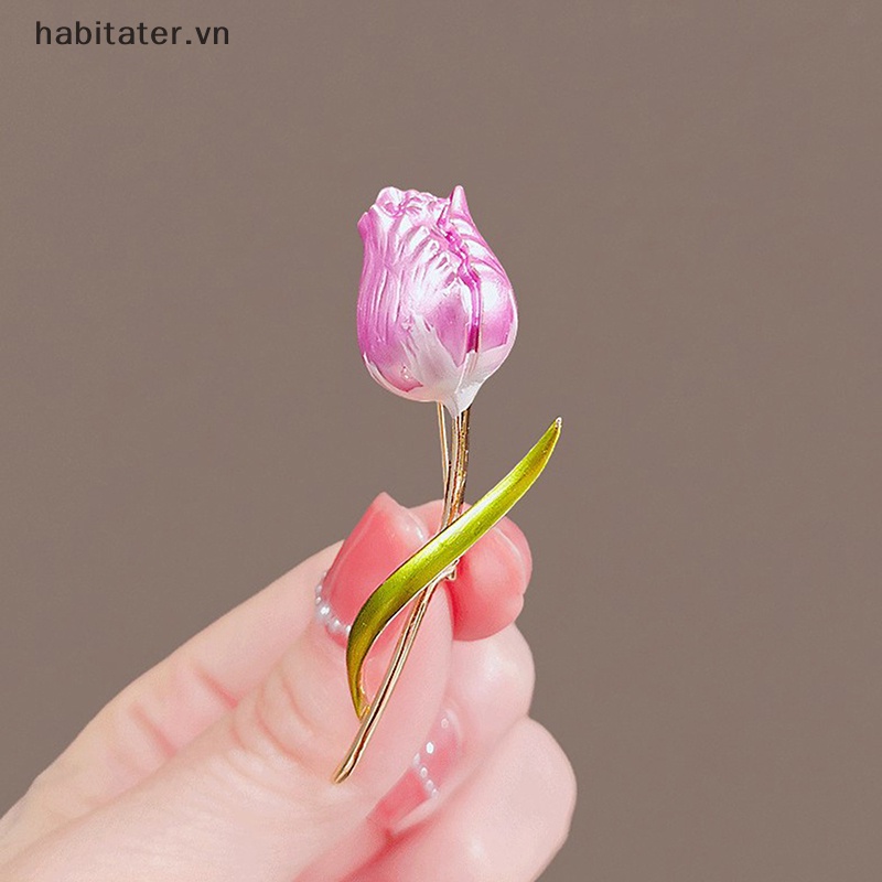 Ghim Cài Áo Hình Hoa Tulip Tráng Men Thanh Lịch Cho Nữ