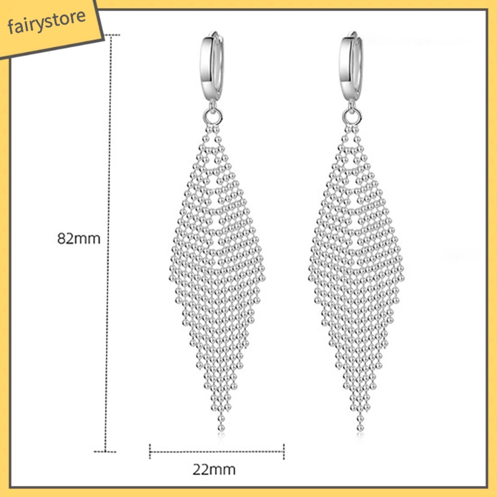 1 Đôi Bông Tai Dáng Dài Mạ Điện Đính Hạt Hình Thoi Thời Trang