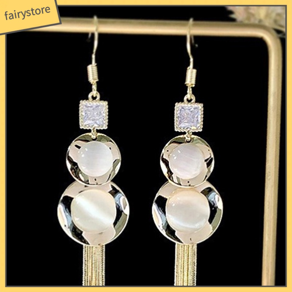 1 Đôi Bông Tai Hình Quả Bầu Đính Đá Opal Nghệ Thuật