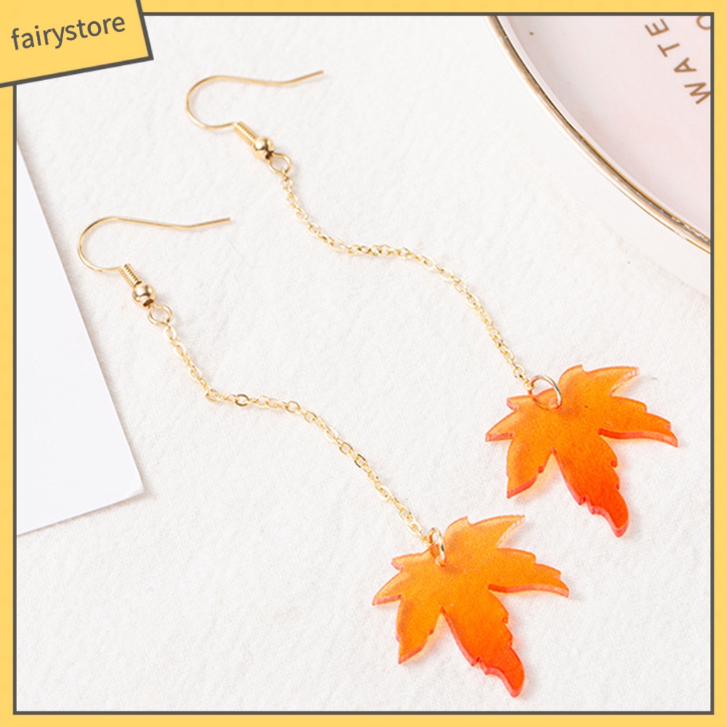 1 Đôi Bông Tai Ngọc Trai Giả Hình Lá Phong Đơn Giản