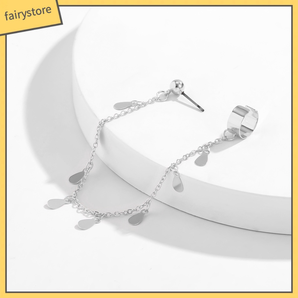 1 Khuyên Vành Tai Hình Trăng Sao Đính Ngọc Trai Nhân Tạo Thời Trang