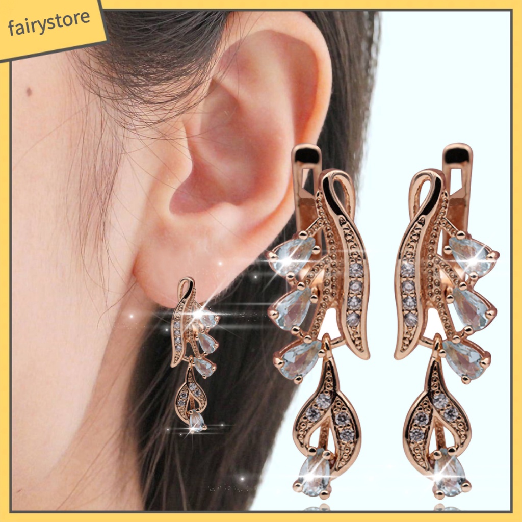 [FRO] Bông Tai Dài Đính Kim Cương Giả Bằng Đồng Trang Trí Hàng Ngày Cuộc Sống Hàng Ngày