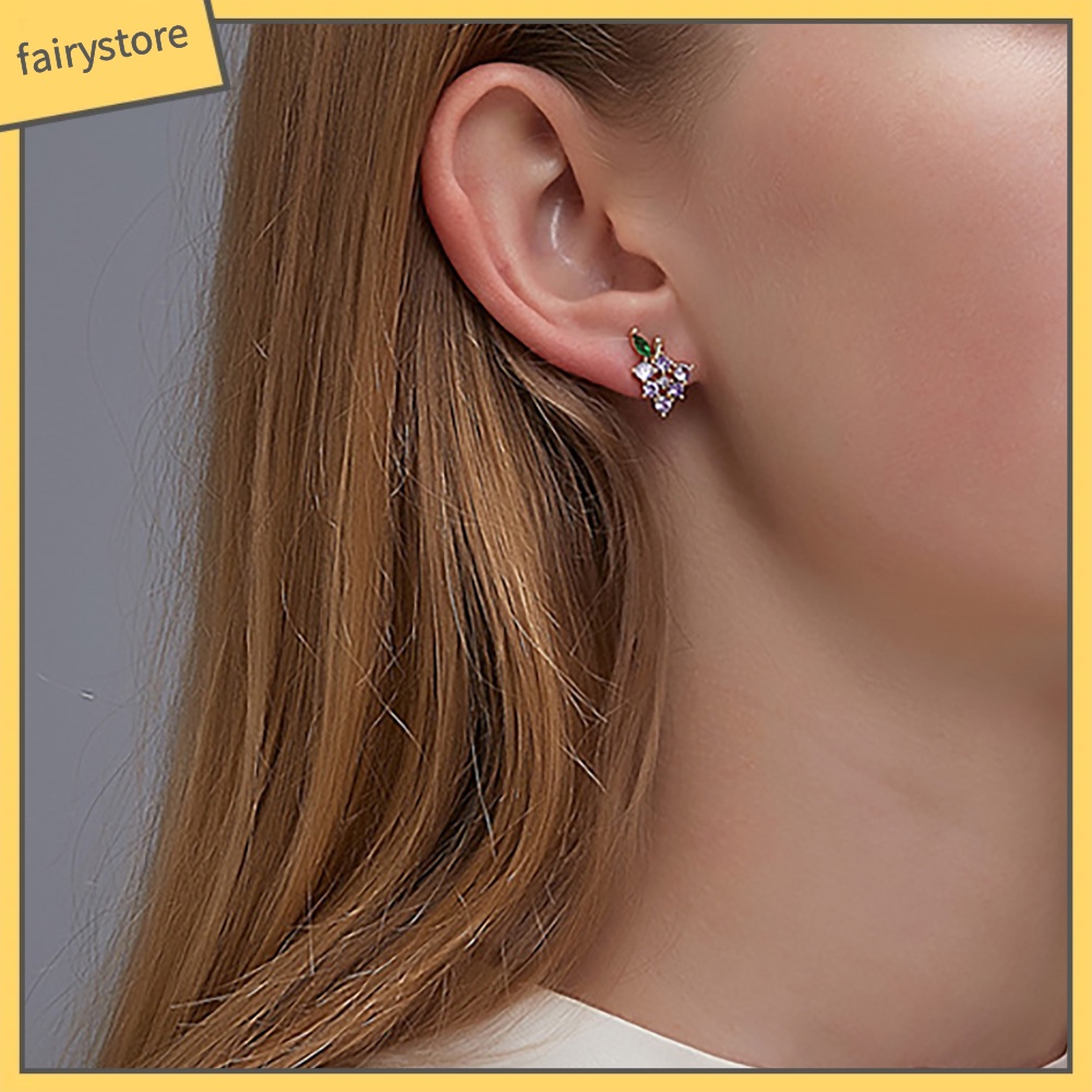 Bông Tai Hình Trái Cây Đính Đá Lấp Lánh Thời Trang Cho Nữ