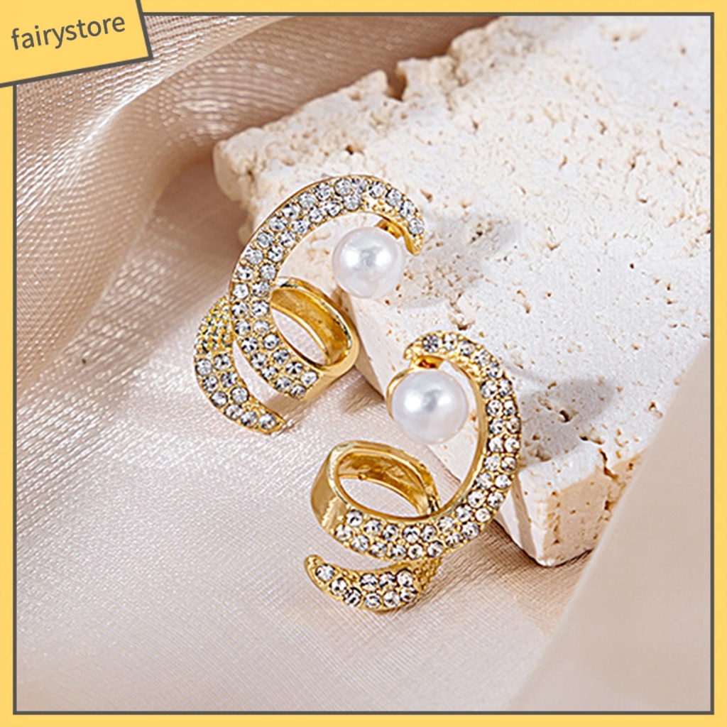 1 Đôi Bông Tai Hình Xoắn Ốc Đính Đá Lấp Lánh Thời Trang Hàng Ngày