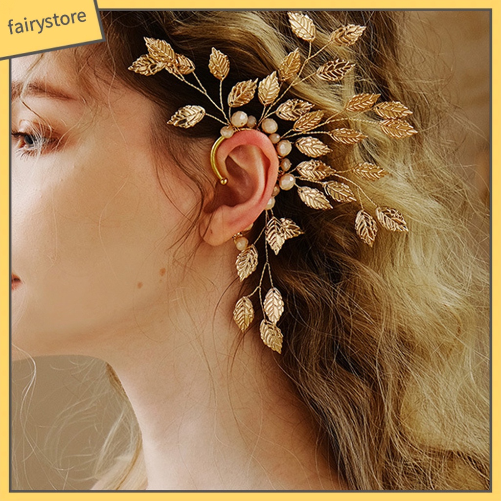 [FRO] 1 Khuyên Tai Dạng Kẹp Bằng Kim Loại Không Cần Xỏ Lỗ Hình Chiếc Lá Phong Cách Vintage Tinh Tế Cho Nữ