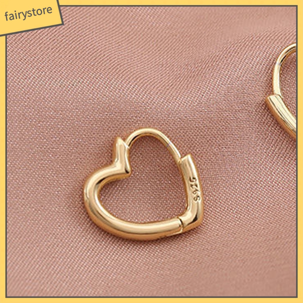 [FRO] Bông Tai Xỏ Lỗ Nhỏ Đơn Giản Màu Bạc Trang Trí Hình Trái Tim Trang Trí Tiệc Tùng