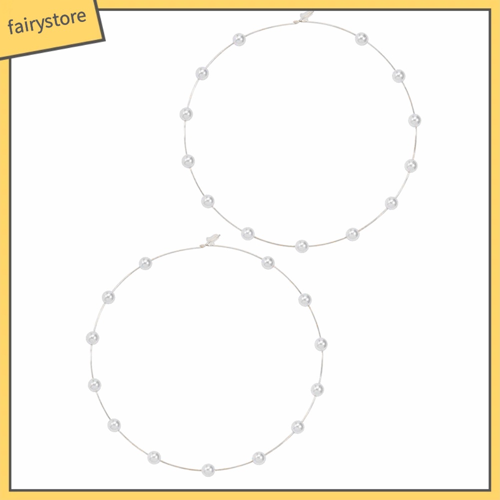 Đôi Khuyên Tai Tròn Gắn Hạt Ngọc Trai Giả Thời Trang Cho Nữ