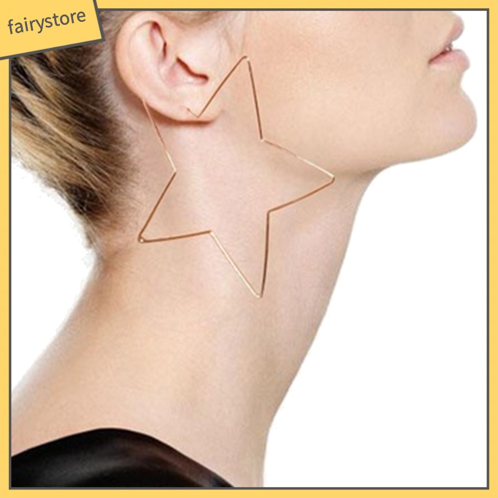 Bông Tai Dạng Vòng Hình Ngôi Sao / Trái Tim Lớn Thời Trang Cho Nữ